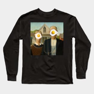 American gothic with egg face Long Sleeve T-Shirt